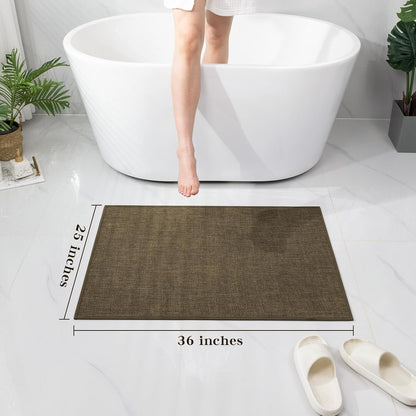 chakme Bathroom Rugs Mat 24x17, Ultra Thin Non Slip Bath Mat Small Quick Dry Absorbent Bath Mat for Bathroom Floor, (Dark Beige, 24"x17")