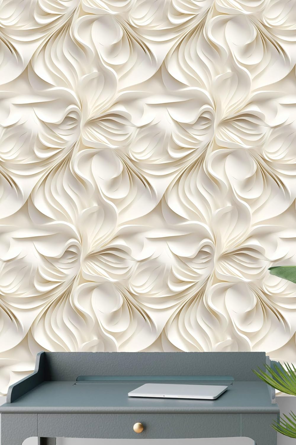 Floral Peel and Stick Wallpaper 3D Effect Interior Wall Décor Contact Paper Self Adhesive Removable Renter Friendly for Bedroom Living Cabinet Room 17.7in x 9.8ft (Not Textured Wallpaper