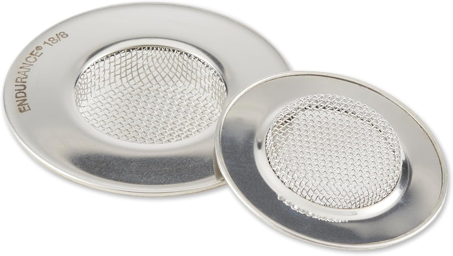 RSVP International Endurance® Stainless Steel Large Sink Strainer, 4.5" | Traps Food Scraps | Polished Finish with Precision Pierced Holes | Dishwasher Safe