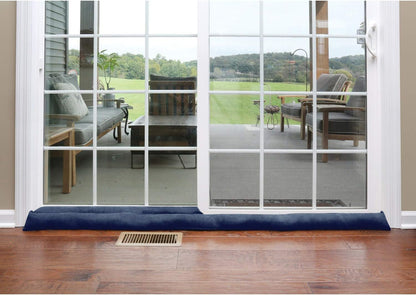 HOME DISTRICT Sliding Door Draft Stopper -Glass Door Draft Blocker, Patio Under Door Draft Stopper, Door Air Blocker Draft Dodger Noise Blocker Approx. 71" Long - Navy
