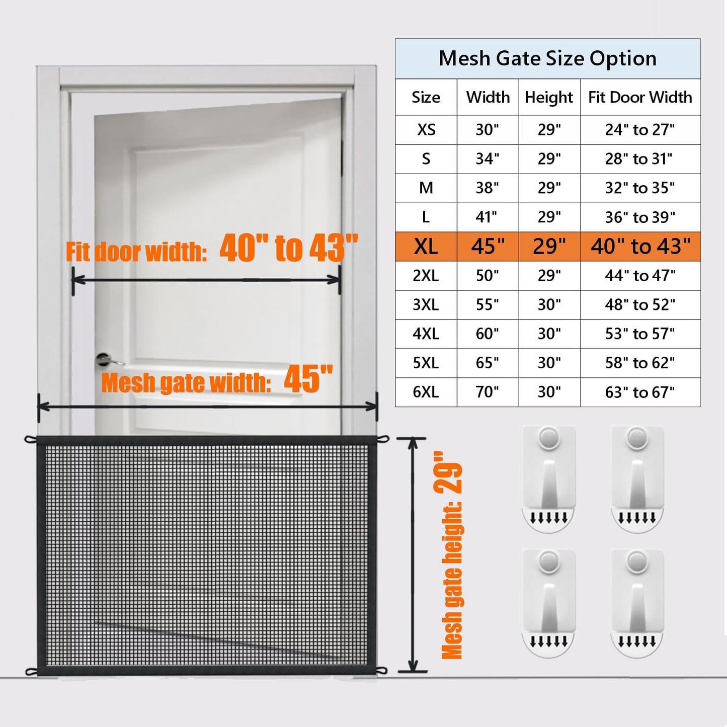 Cupount Dog Screen Mesh Gate for Stairs Pet Gates for The House: for Doorways Stairways Indoor 29 inches Tall, 38 inch Wide, Fits 32-35 inch Openings