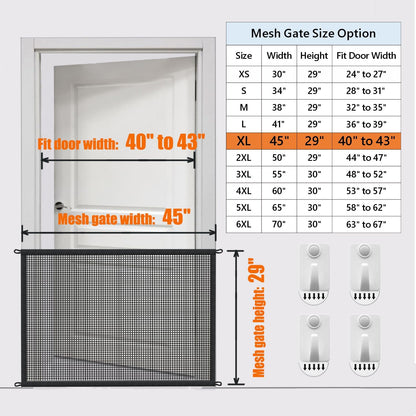 Cupount Dog Screen Mesh Gate for Stairs Pet Gates for The House: for Doorways Stairways Indoor 29 inches Tall, 38 inch Wide, Fits 32-35 inch Openings