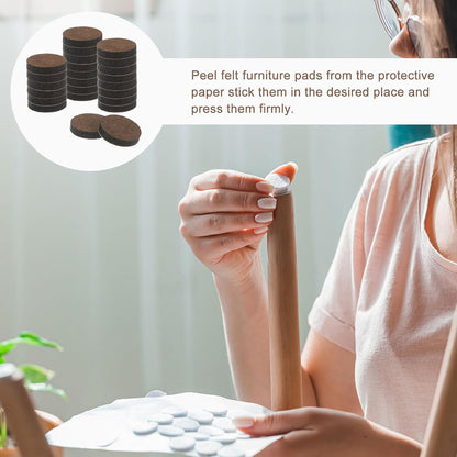 uxcell Furniture Pads, 24Pcs 1.25" - Round Self Adhesive Felt Furniture Pads, Floor Protectors for Furniture Feet Chairs Legs Hardwood Floors (Brown)