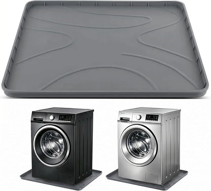 Washing Machine Drain Pan，32''x30'' Silicone Mat with Raised Reinforced Frame & Triangular Reinforcing Rib,fits Most Washer Models, Washing Machine Tray for Floor Protection in Laundry Room (gray)