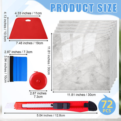 Nuanchu 36 Pcs Peel and Stick Shower Waterproof Tiles Wall Panels 12 x 12 Inch Self Adhesive Backsplash with Ruler Knife & 2 Scrapers for Washroom Bathroom Living Room, Not Real Tile (Grey Marble)