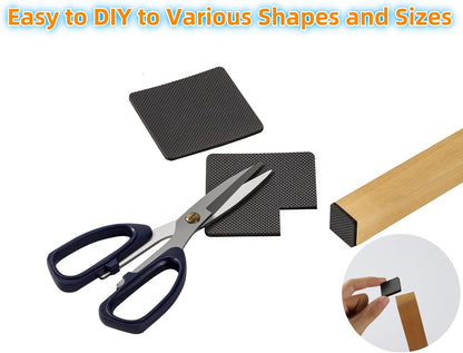 Non Slip Furniture Pads 1/2" x 3" Rubber Strips Self Adhesive Furniture Grippers Chair Leg Pads Rubber Chair Feet Anti Scratches Non Skid Furniture Pad Floor Protectors, 40 Pcs Rectangle
