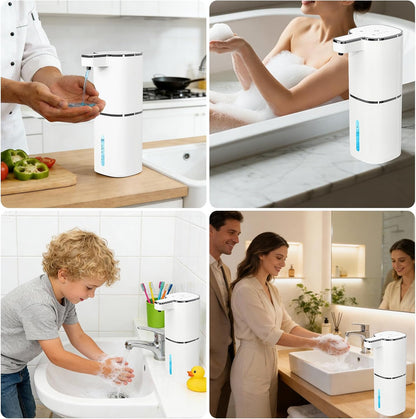 Automatic Foaming Soap Dispenser, Touchless Hand Soap Dispenser, USB Rechargeable, 4 Adjustable Levels, 14.2 oz (420 ml) Large Capacity, for Bathroom, Kitchen & School (Black, Foaming)