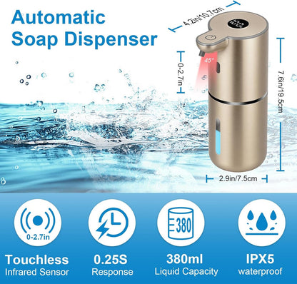 OHIFAST Automatic Foaming Soap Dispenser Touchless, USB Rechargeable Smart Hand Soap Dispenser, 6-Level Adjustable, 12.8oz/380mL Wall Mounted for Bathroom Kitchen Dish Soap-White