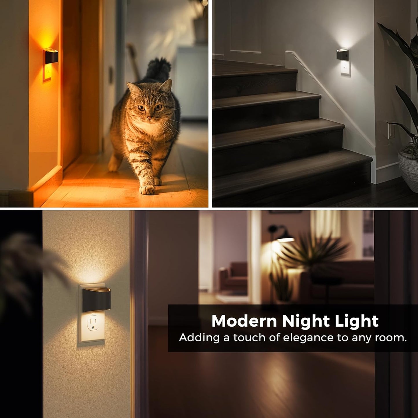 L LOHAS LED Night Lights Plug into Wall 2 Pack, Dusk to Dawn Sensor Nightlight, Brightness Adjustable, 3000K Soft White