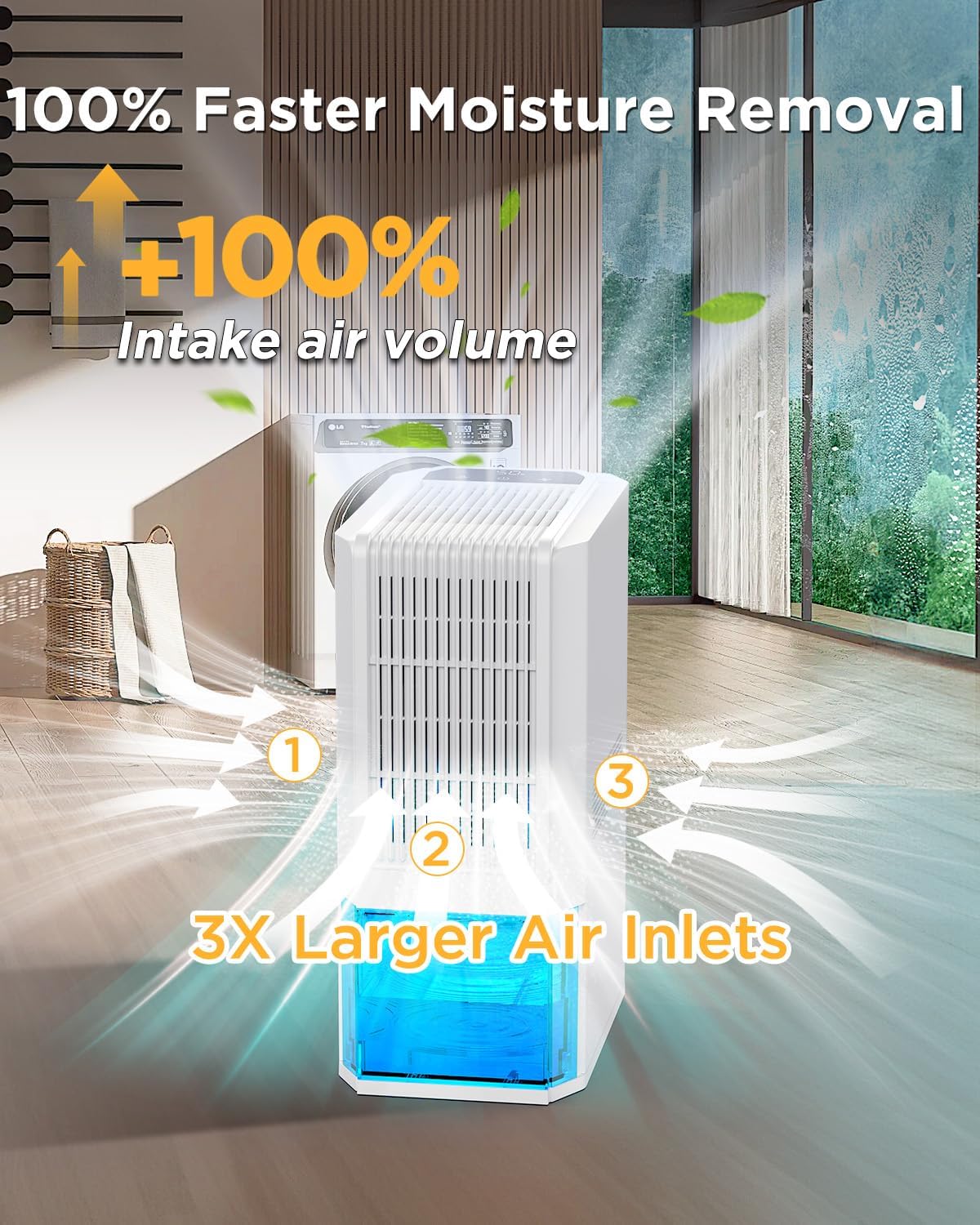 EasyAcc Bathroom Dehumidifier, 45 oz/Day Small Dehumidifier for Bathroom, Quiet Moisture Control Mini Dehumidifier for Home, Low-Temp Operation, Auto Shut-Off, 68 oz Tank, 7 LED Light for Closet RV