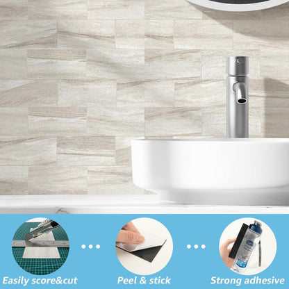 Art3d 102-Piece Peel and Stick Wall Tile for Kitchen Backsplash, Bathroom, Fireplace, 3in. × 6in. Stick on Subway Tile, Glossy White