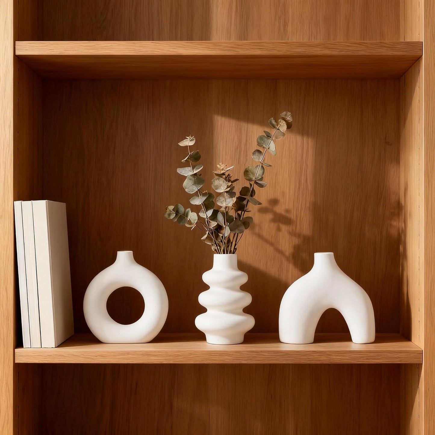 Ceramic 3 Pcs Vase Set,Modern Home Decor Table Centerpiece,Minimalist Nordic Vases, Wedding, Living Room, Bookshelf, Office, Modern Home, Entryway Boho Decor (D)