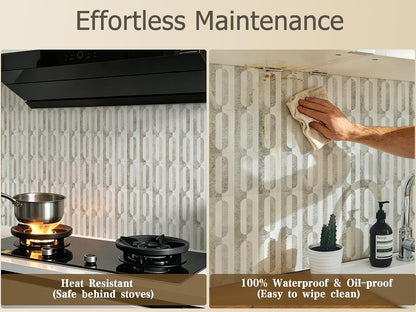 STICKGOO Peel and Stick Backsplash Tiles 12"x12", Waterproof Stick on Kitchen & Bathroom Backsplash, PVC Self Adhesive Wall Tiles for Fireplace, White/Marble Black (10 Sheets)