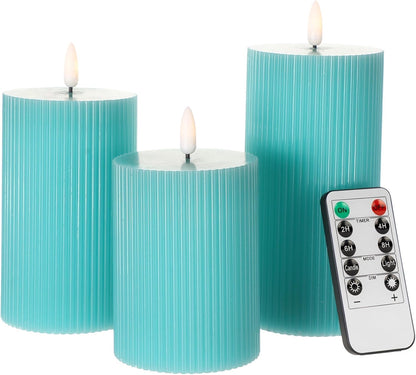 ANGELLOONG Flickering Flameless Candles, Realistic Battery Operated Candles with Remote and Timer, Set of 3 LED Candles for Room Fall Home Wedding Decor Centerpieces Table Party Valentines Decorations