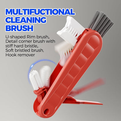 6 Pack Holikme 4 in 1 Cup Lid Cleaning Brush Set with 3 Straws, Multifunctional Bottle Brush, Silicone Cup Lid Gap Cleaner, Bristle Crevice Cleaning Brush, Flat End Brushes, Navy & Black & Olive