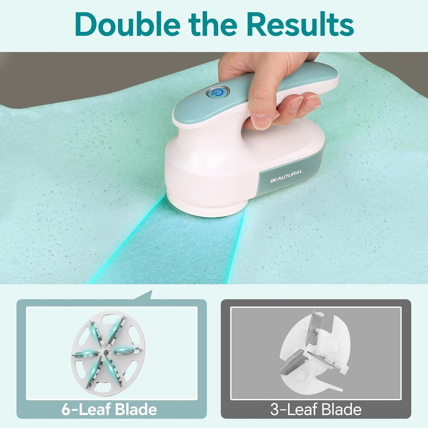 BEAUTURAL Fabric Shaver and Lint Remover, Sweater Defuzzer with 2-Speeds, 2 Replaceable Stainless Steel Blades, Battery Operated, Remove Clothes Fuzz, Lint Balls, Pills, Bobbles Gray
