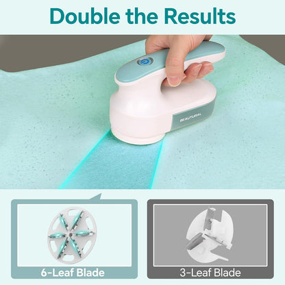 BEAUTURAL Fabric Shaver and Lint Remover, Sweater Defuzzer with 2-Speeds, 2 Replaceable Stainless Steel Blades, Battery Operated, Remove Clothes Fuzz, Lint Balls, Pills, Bobbles Gray