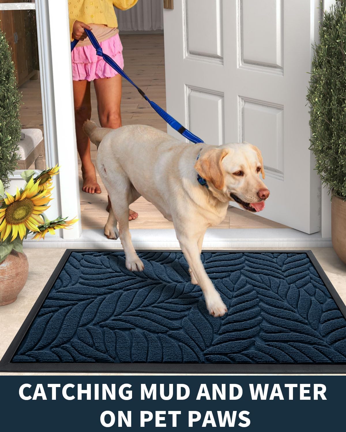 Yimobra Front Door Mat Outdoor Indoor, 29.5x17 All-Season Waterproof Door Mat Outside Entrance, All-Weather Non-Slip Outside Doormat for Garage Patio Entryway, Brown