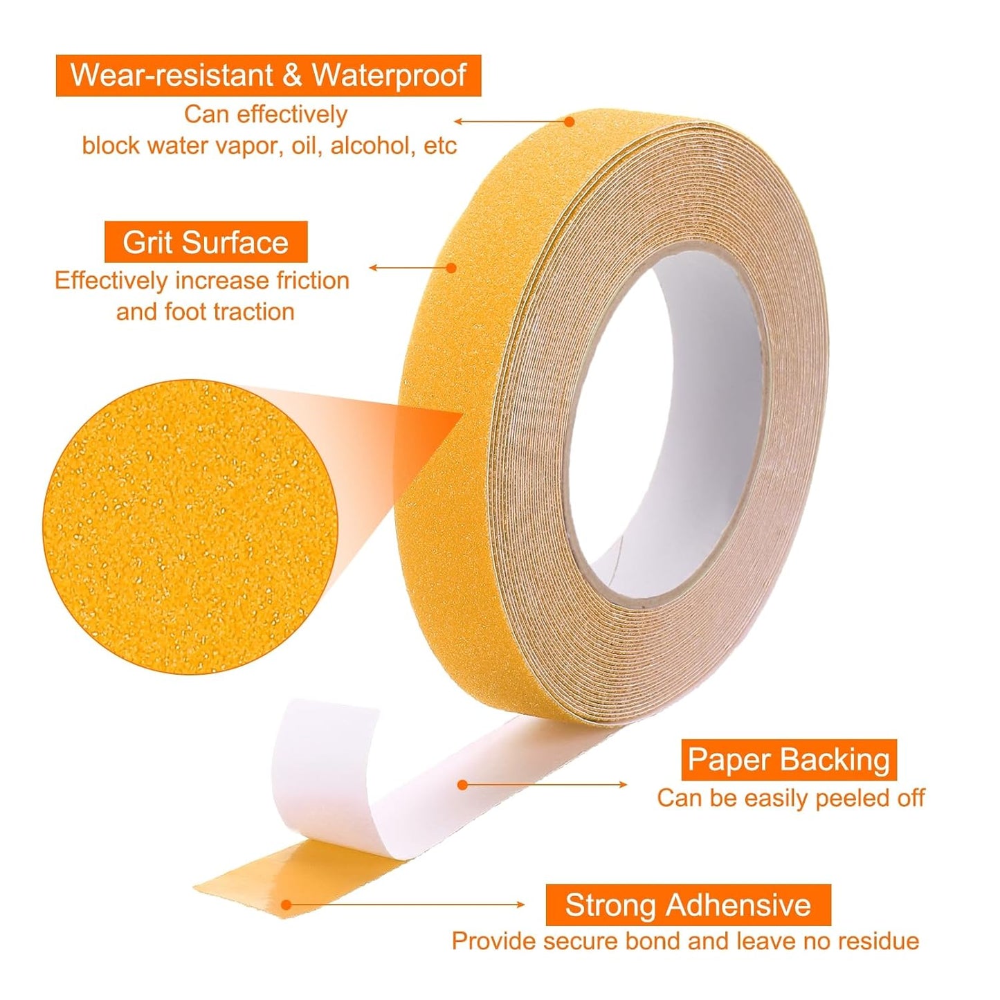 HARFINGTON Anti Slip Traction Tape 2" x 16.4ft Waterproof Non-Slip Grip Tape High Friction Weather Resistant Non Skid Stair Treads Tape for Indoor Outdoor Stair Steps, White