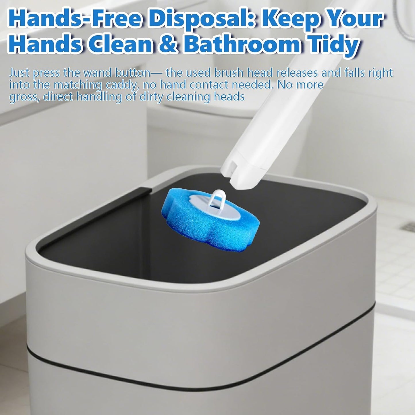 2 Pack Disposable Toilet Brush and Holder Set, Disposable Toilet Cleaning System Extended Handle with 48 Toilet Wand Refills, Toilet Brush for Toilet Bowl Cleaners, Bathroom Cleaning, Bathtub
