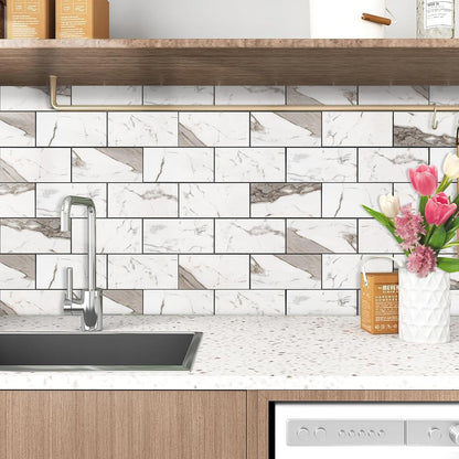 Havenly Peel and Stick Backsplash Tile for Kitchen & Bathroom Walls (White, 10 Tiles - 9.7 sq. ft. (0.9 m²))