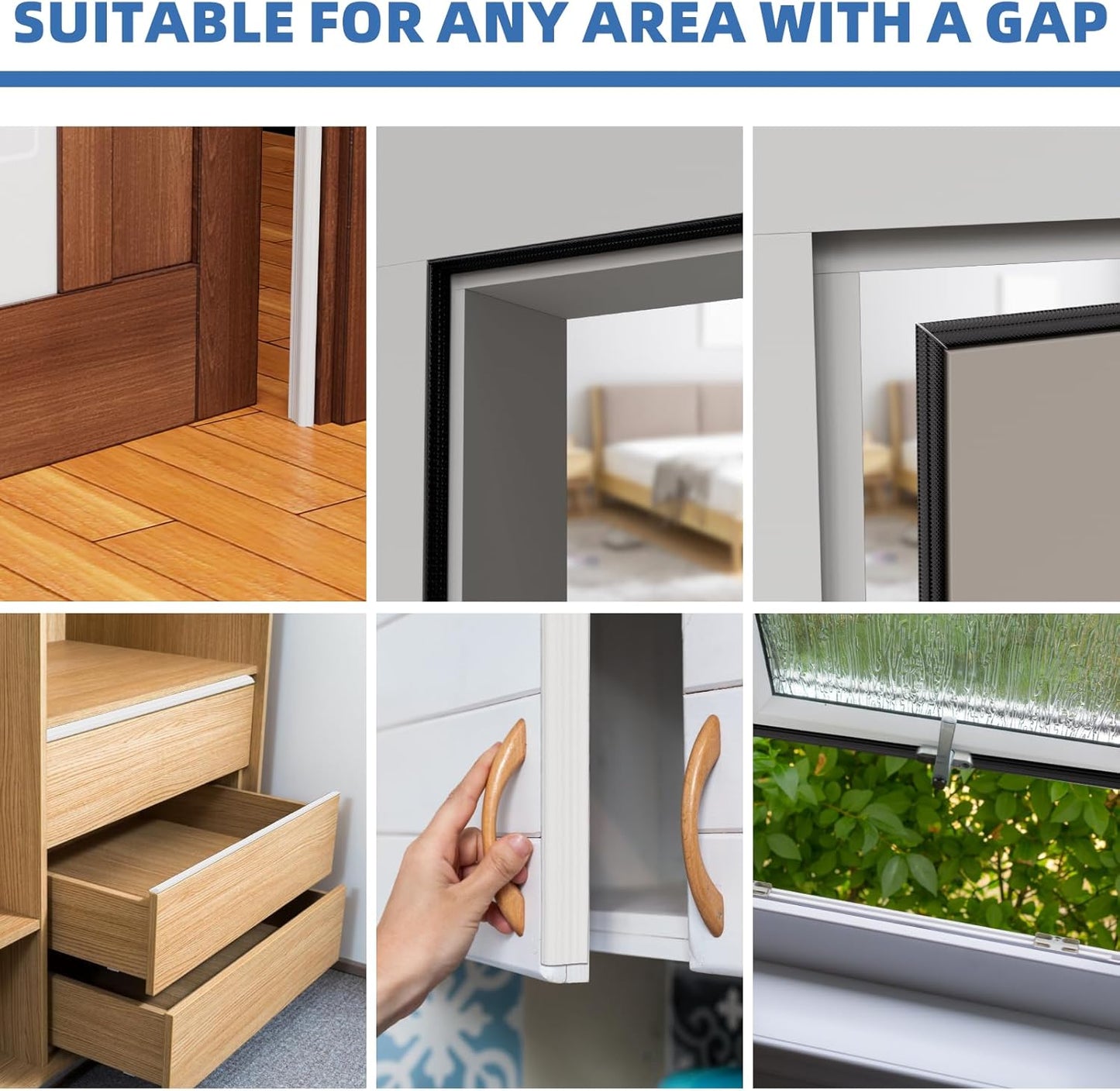 118”Wedge Weather Stripping Door Seal Strip for Door Frame,Self-Adhesive Window Insulation for Winter,Dark Foam Gap Filler for Light Noise Blocker,Front Exterior Door Side Draft Stopper,White