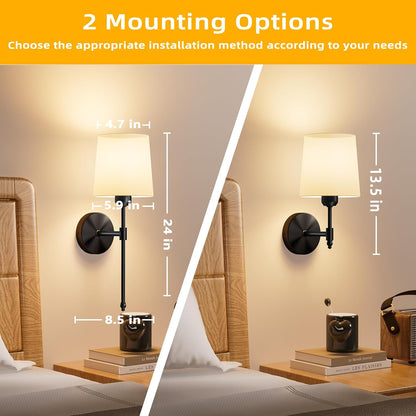 Ouyulong Battery Operated Wall Sconces Set of 2, Wireless Rechargeable Dimmable Wall Light with RGB Bulb and Remote for Bedroom, Living Room, Hallway (Gold)