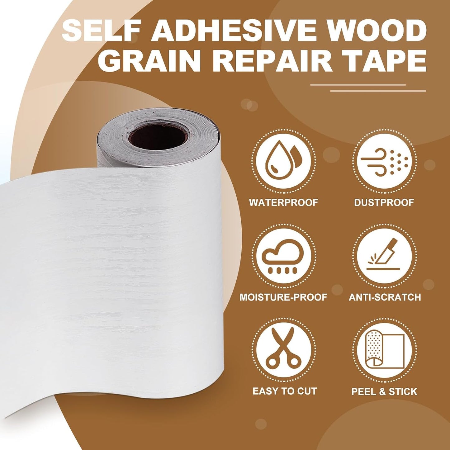PATIKIL Self Adhesive Wood Grain Repair Tape 33'x 3", Multi-Use Realistic Wood Grain Repair Patch for Furniture Floor Door Table Chair Windows Handicraft DIY, Yellow Teak