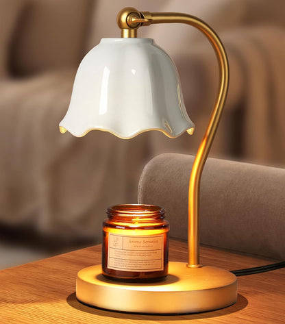 Candle Warmer Lamp with Timer Dimmer, Crystal Candle Lamp Birthday Gifts for Women, Mom, House Warming Gifts Wax Melt Warmer for Jar Candles with 2 Bulbs, Gold