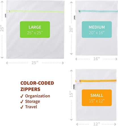 Mamlyn Mesh Laundry Bag for Delicates, Wash Bag for Underwear and Lingerie, Makeup Organizer Bag (2 Small)