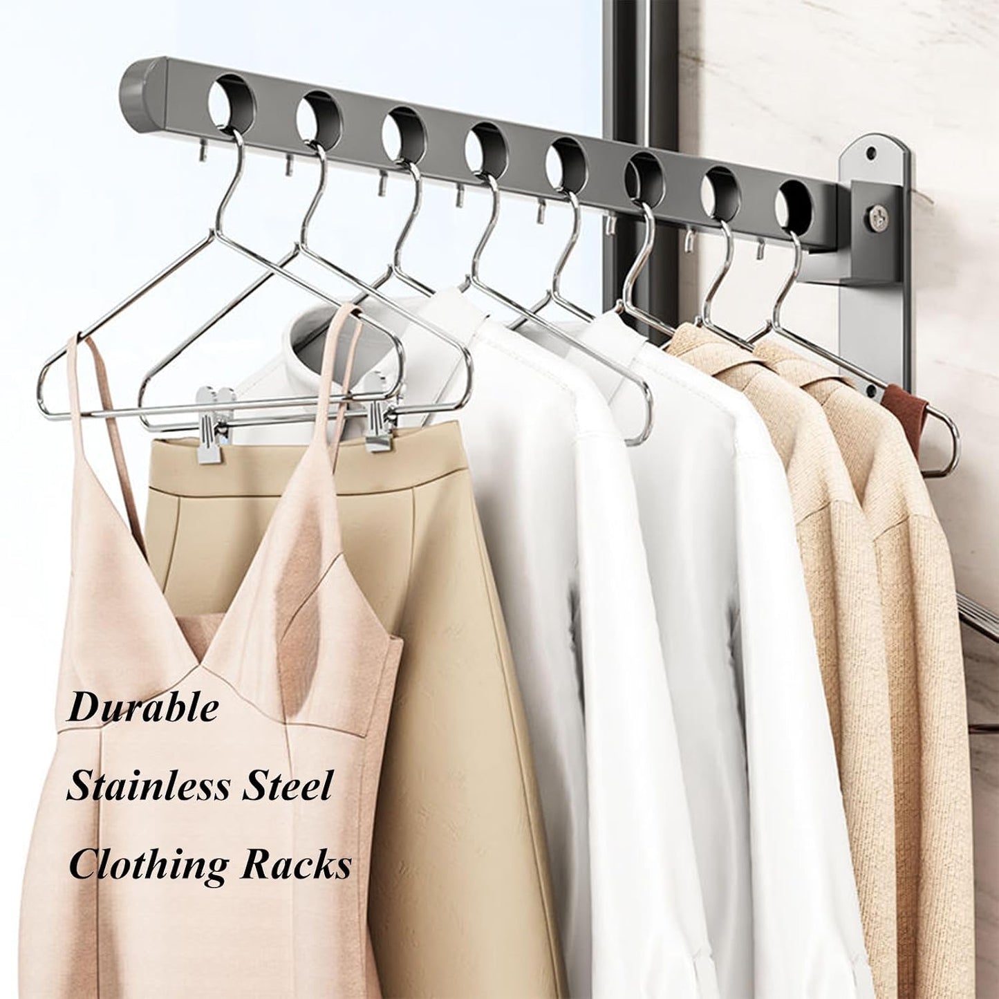 Stainless Steel Clothes Sock Drying Rack with 24 Clips, Swivel Hook Windproof Clothes Hanger Rack for Sock, Bras, Towel, Underwear, Laundry Clothes, Hat, Scarf, Pants, Gloves (Pink Clips)