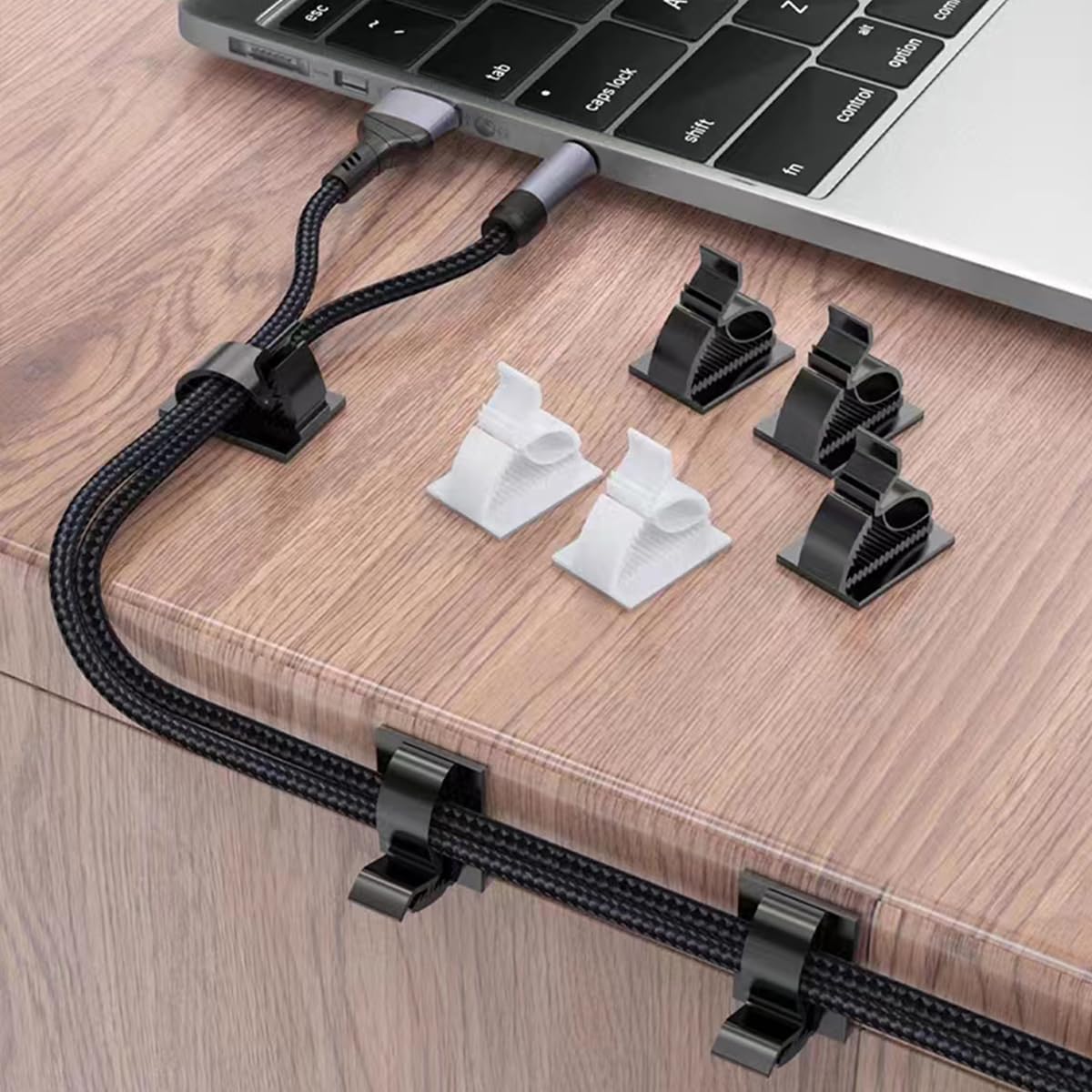 Tendiren 30PCS Hooks Heavy Duty Cable Clip Hangers with Adhesive Strips, Waterproof for Outdoor String Lights