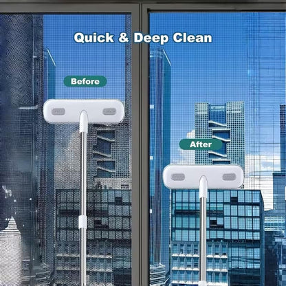 Boolavard Magic Window Cleaning Brush with a Telescopic Handle, Screen Cleaning Tool, Reusable Pet Hair Remover, Household Window and Door Cleaning Brush, Cleaning Supplies, Cleaning Tools