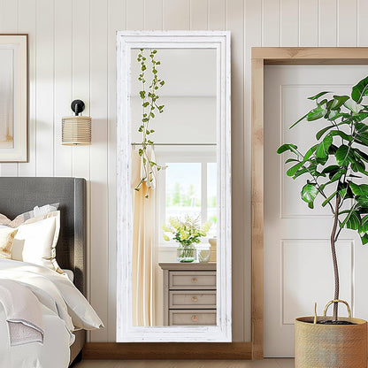65"x22" Full Length Mirror Solid Wood Frame Floor Mirror with Stand for Living Room, Bedroom Hanging Standing or Leaning, Brown