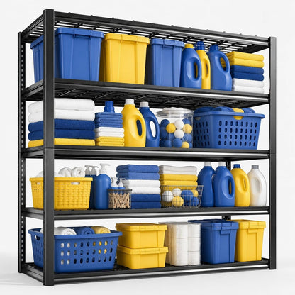 Heavy Duty Over Washer and Dryer Storage Shelf, 4 Tier Adjustable Metal Laundry Room Organizer, Freestanding Utility Shelving Rack, Rust Resistant Steel Storage Shelf, Black, 19.7"Wx 13.8"Dx 44.1"H