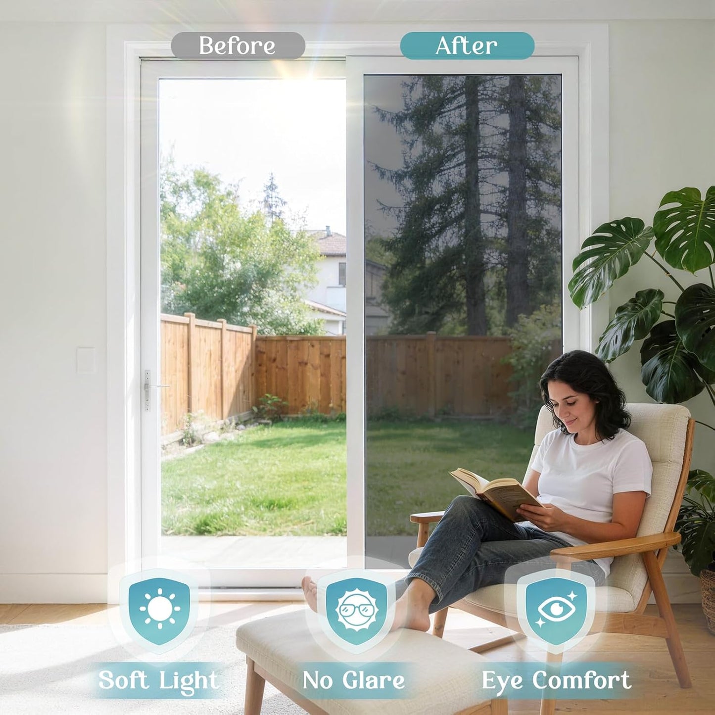 Haton Window Privacy Film, Stained Glass Rainbow Film Decorative Window Clings, Static Cling Sun Blocking Stickers Decals Coverings Tint for Home Heat Control, Non-Adhesive 17.5" x 78.7"