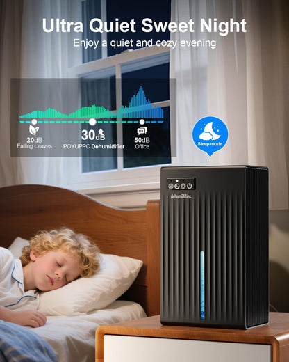 Dehumidifier for Home, 95 OZ Water Tank, (1000 sq.ft) Dehumidifiers for Bathroom Bedroom Basement RV with Drain Hose, Auto Shut Off White