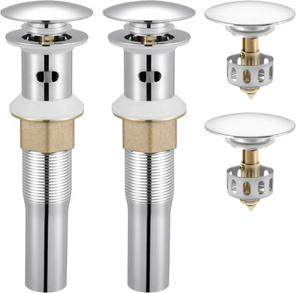 KES All Metal Bathroom Sink Drain with Strainer Basket Hair Catcher Anti Clog Pop Up Drain Stopper for Vanity Vessel Sink with Overflow, Rustproof 18/8 Stainless Steel Polished Chrome S2013A-CH