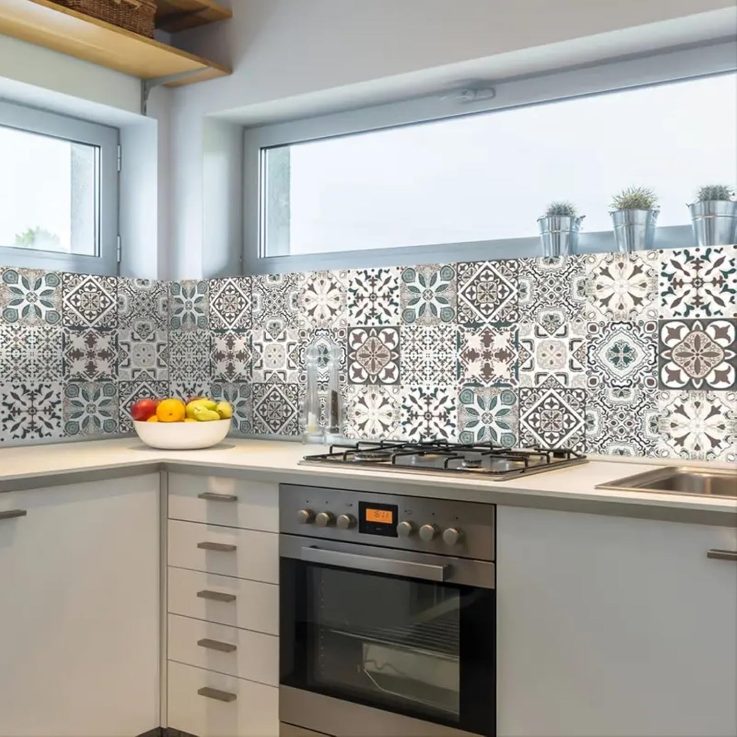 10PCS Peel and Stick Tile Backsplash Stickers, 4"x4" DIY Backsplash Mandala Style Stickers for Kitchen & Bathroom, Self-Adhesive Removable Waterproof Tile Decals for Home Decor