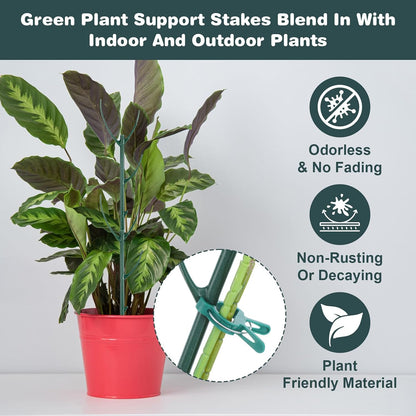 16Pcs Stackable Plant Support Stakes, Plant Stakes for Indoor and Outdoor, Plants Sticks for Vine Training Stem Stabilization, Plants Clips, Stem Holder Structures Frame for Potted Monstera Climbing