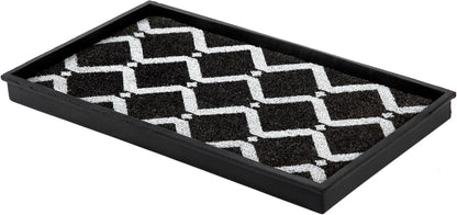 Anji Mountain Heavy Duty Waterproof Rubber Shoe Storage Mat Organizer/Boot Storage Tray Multi Use for Entryway with Coir, Tan Insert, Fits 4 Pair (46.5" Wide)