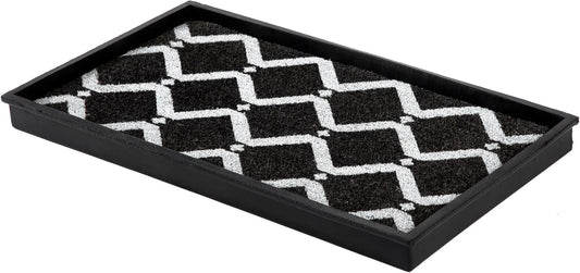 Anji Mountain Heavy Duty Waterproof Rubber Shoe Storage Mat Organizer/Boot Storage Tray Multi Use for Entryway with Coir, Tan Insert, Fits 4 Pair (46.5" Wide)