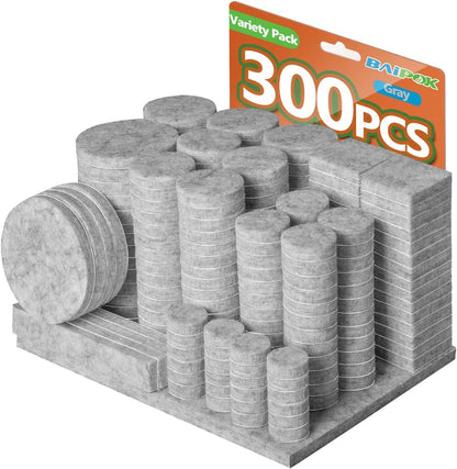 Furniture Pads 300 Pack Premium Furniture Felt Pads (Beige), Huge Quantity Self Adhesive Anti Scratch Floor Protector for Furniture Legs Hardwood with 60 Cabinet Door Bumpers