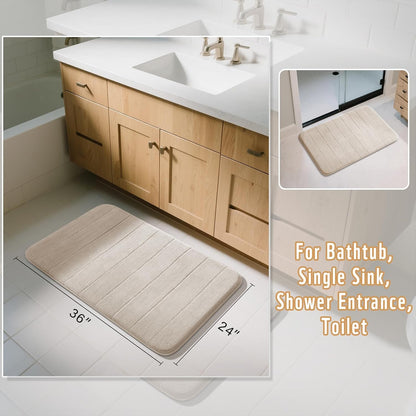 Yimobra Memory Foam Bath Mat, Super Soft Absorbent Bathroom Rug Non Slip, Quick Dry, Machine Washable Floor Carpet for Tub Shower, Home Decor Accessories, 24x17, Grey