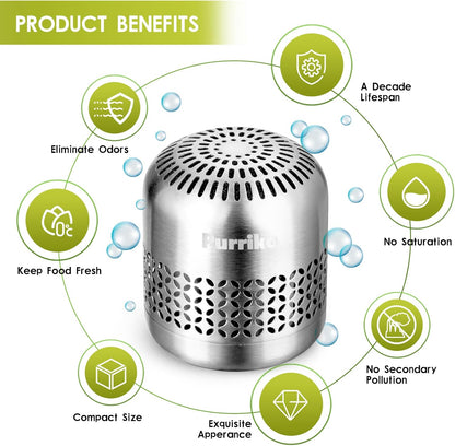 Purriko Refrigerator Deodorizer | Lasts up to 10 Years, Fridge Deodorizer Odor Eliminator, More Effective Than Baking Soda and Bamboo Air Purifying Bags
