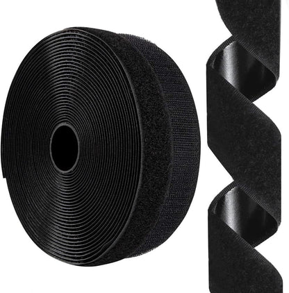 26Feet Hook and Loop Tape Sticky Back Fastener Roll, Nylon Self Adhesive Heavy Duty Strips Fastener for Home Office School Car and Crafting Organization (1, Black-3m, 26ft x 1in)