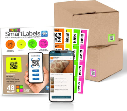 Smart Labels QR Code Stickers with AI Photo Analysis App - Auto-Creates Item Descriptions - No Typing - Made in USA - QR Code Labels for Storage & Inventory Tracking, Organization & Moving, Pack of 48