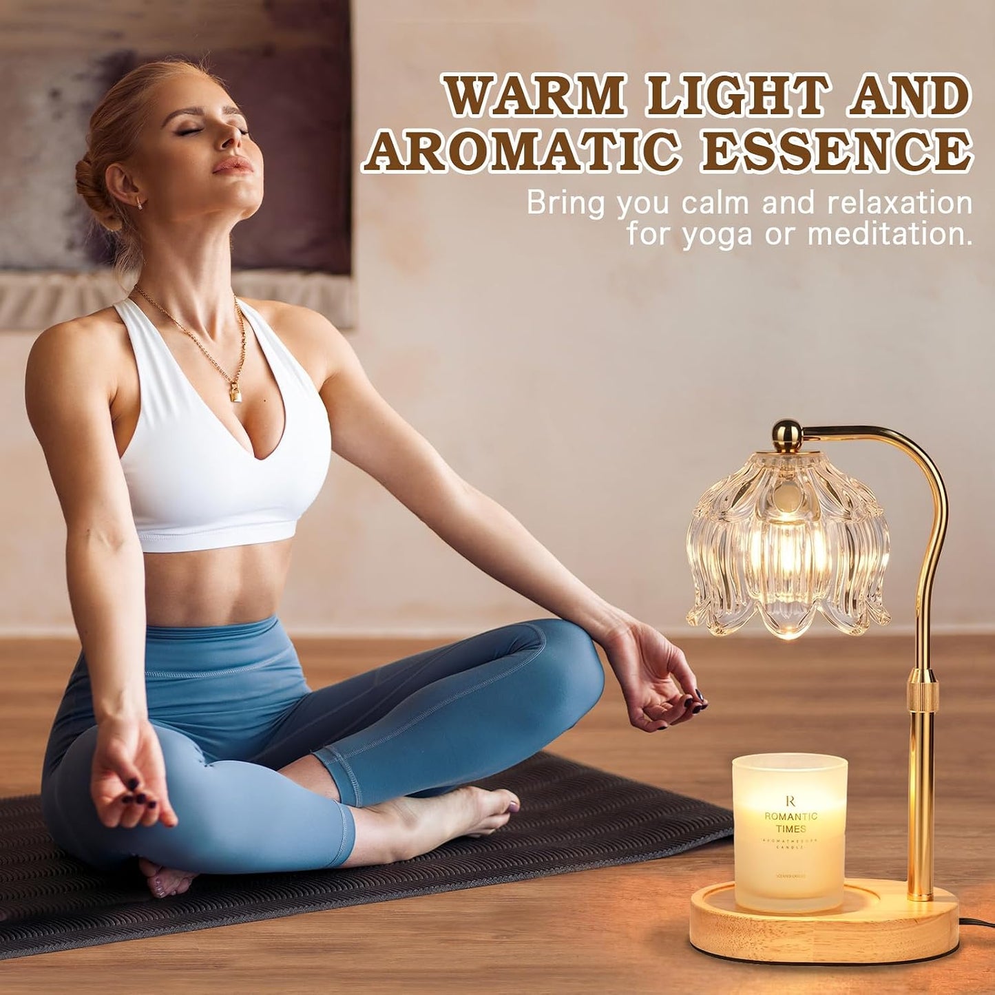 Funistree Flower Candle Warmer Lamp with Timer, Dimmable Candle Lamp Warmer, Christmas Birthday Gifts for Women Mom Her, Housewarming Home Decor, Lotus Wax Warmer for Yankee Candles - Lily Amber