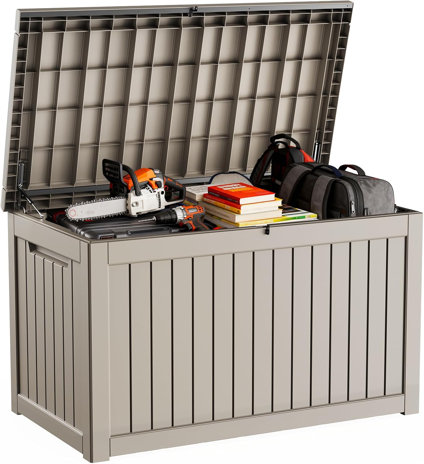DRATO 180 Gallon Outdoor Storage Box, Large Waterproof Deck Box, Lockable Resin Storage Container with Reinforced Support for Patio Cushions, Garden Tools, UV-Resistant Outdoor Chest（Black，180 Gallon）