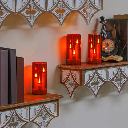 3 in 1 Flameless Taper Short Candles with 10 Key Remote Control and Timer, Battery Operated Pack of 2 LED Acrylic 3" x6" Grey Pillar Flickering Warm Light